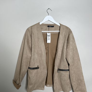 Blazer Beige in Scamosciato Sintetico