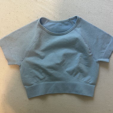 Light Blue Short-Sleeve Crop Top