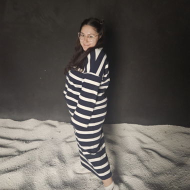 Abito maglia a righe blu navy (emssemble)