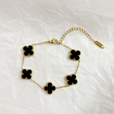 Clover Bracelet Gold BLACK - 18k gold plated