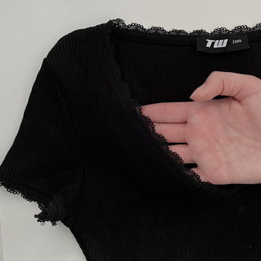 Tally Weijl - Body nero a coste con pizzo