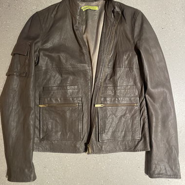 Versace Jeans Brown Leather Jacket Size 40