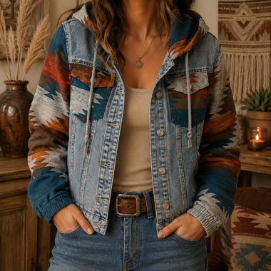 Veste en jean à capuche