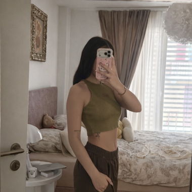 Khaki crop top