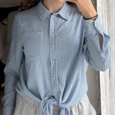 Blue and White Blouse