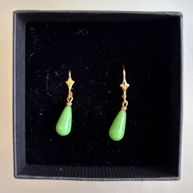 Boucles d’oreilles vertes vintage, dorées