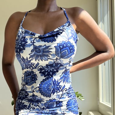 Blue floral maxi dress