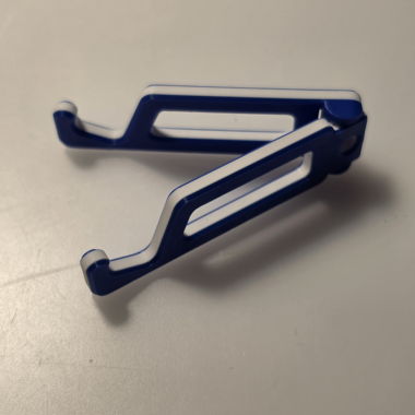 Handy-Staender aus Blau und weissem Kustoff