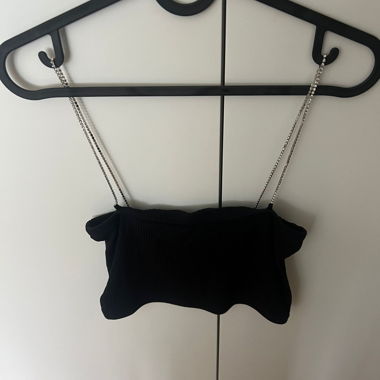Black Top with Chain Straps