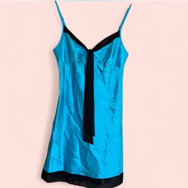 Blue and black silk slip dress/nuisette