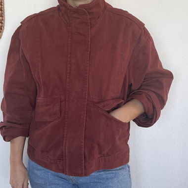 Veste en jean bordeaux rouge