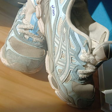 ASICS light blue and beige sneakers