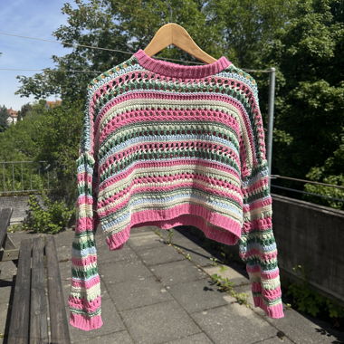 Bershka Knit Top Crochet Look Long Sleeve