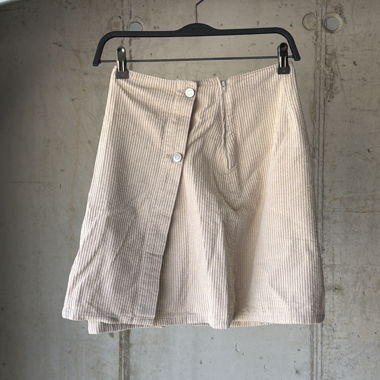 Beige Ribbed Velvet Skirt