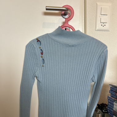 YOU DECIDE Viskose Langarmshirt mit Kragen bbyblau