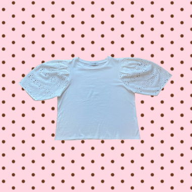 White Eyelet-Sleeve Top