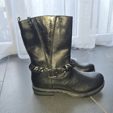 Black Ankle Boots with Decorative Strap