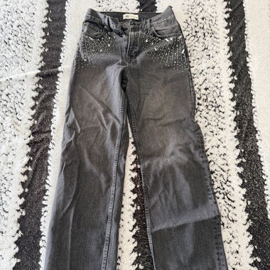 Jeans grigio con strass Zara
