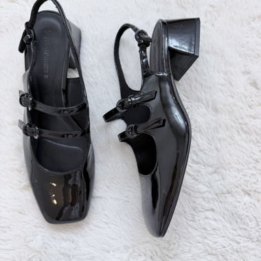 Slingback in vernice nera Tag. 37