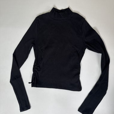 Black Ribbed Cutout Top