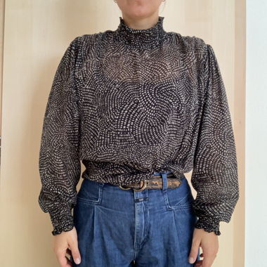 NAVYBOOT patterned black blouse Size 44