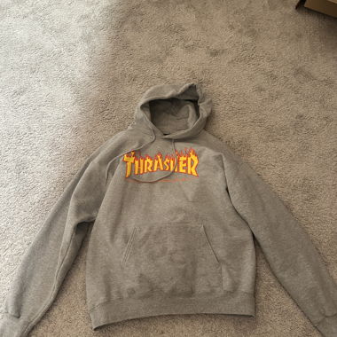 Felpa con cappuccio Thrasher grigia