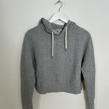 Sweat à capuche court gris