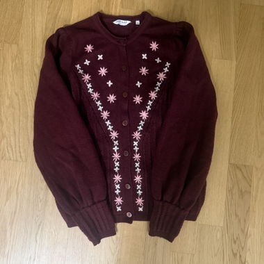 Naf Naf beautiful burgundy floral cardigan S