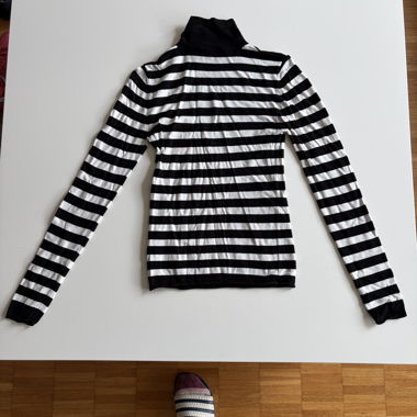 Striped long-sleeve turtleneck sweater
