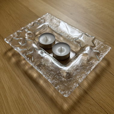 Bougeoir en verre avec étoiles