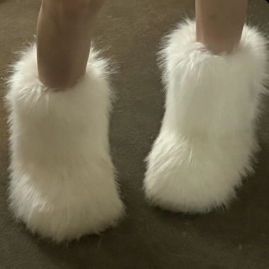 White Faux Fur Boots