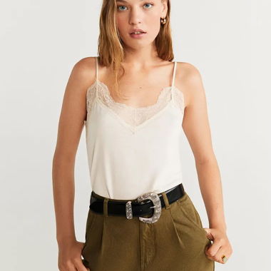 Top in pizzo con bretelle