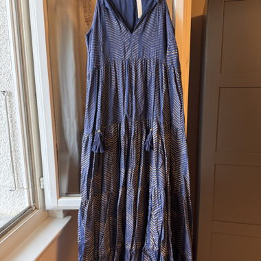 Abito lungo boho blu