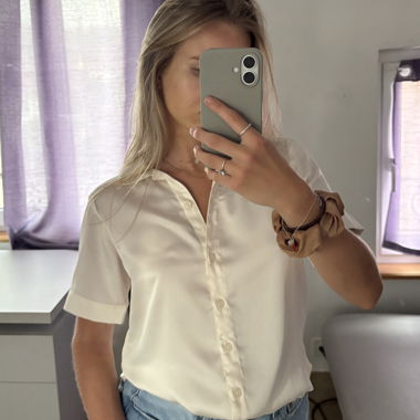 Cream Short Sleeve Blouse