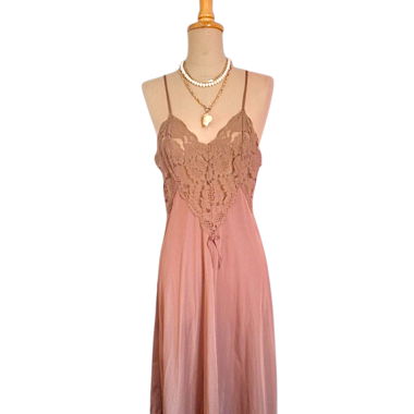 Romantic cami Dress with Lace Detail Dusty Rose 40