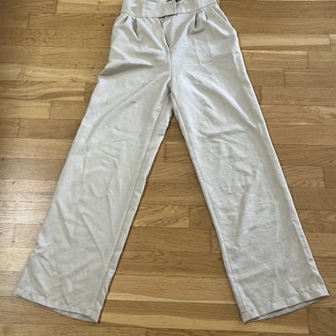 Beige High-Waist Trousers