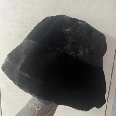 Plüsch fischerhut bucket hat schwarz neu
