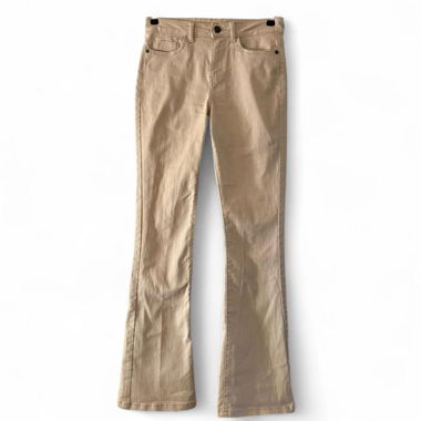 Tan and cream corduroy low-rise flare pants 