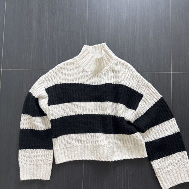 Striped Knit Turtleneck Sweater