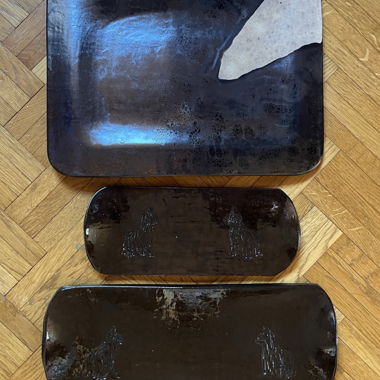 Set of 3 handmade ceramic trays.