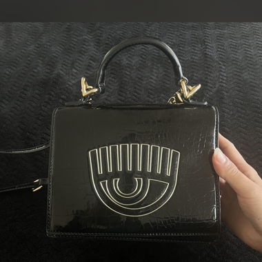 Borsa a tracolla Chiara Ferragni nero effetto cocco