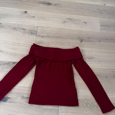 Burgundy Off-Shoulder Long-Sleeve Top