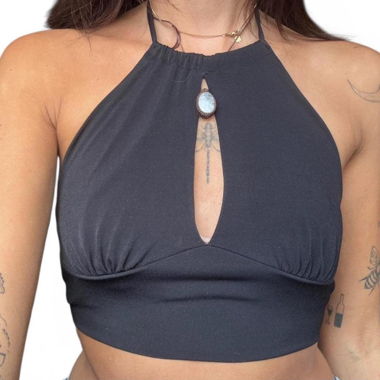 Black Halter Crop Top