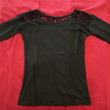 T-shirt manches 3/4 avec dentelle brodée