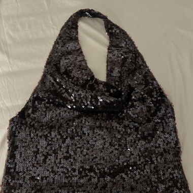 Haut dos nu marron à paillettes