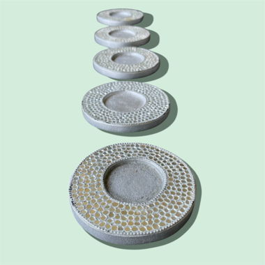 5 Teelichthalter Silber, Fair Trade