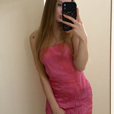 Pink strapless mini dress