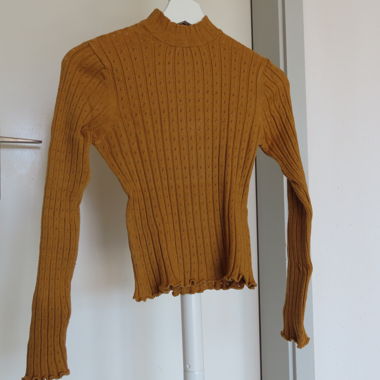 Maglione a coste giallo senape S