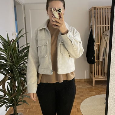Zara cropped Übergangsjacke hellgrau
