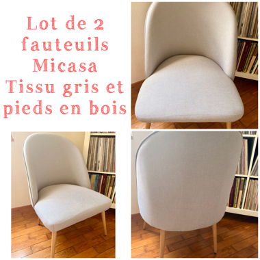 Set of 2 Grey Armchairs